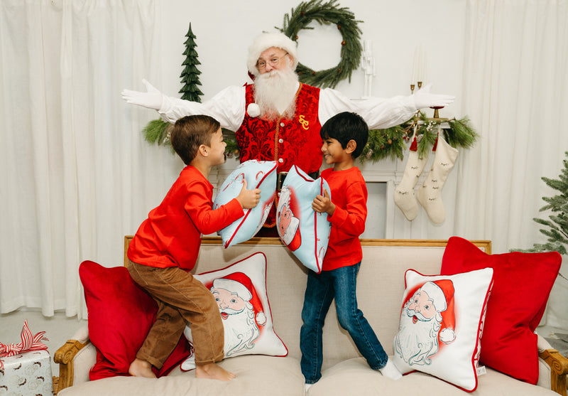 Children's Santa Pillow in Baby Blue