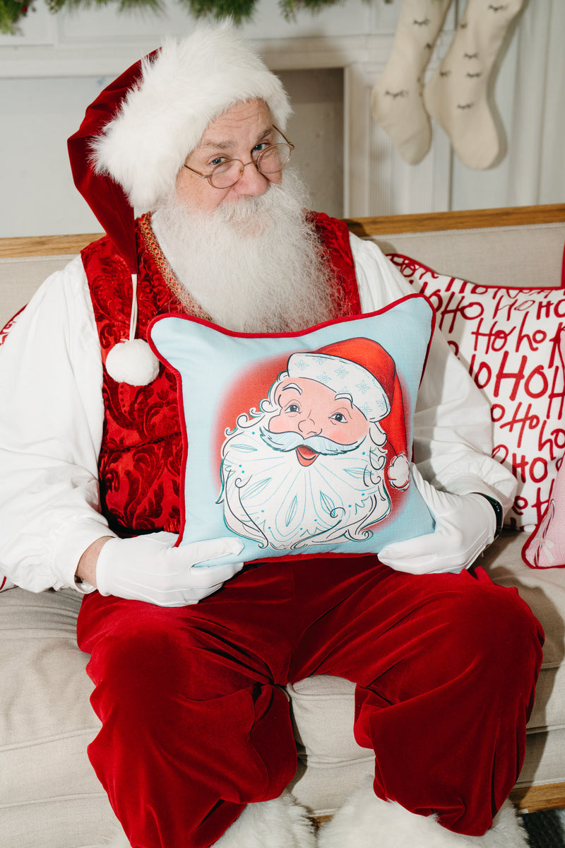 Children's Santa Pillow in Baby Blue