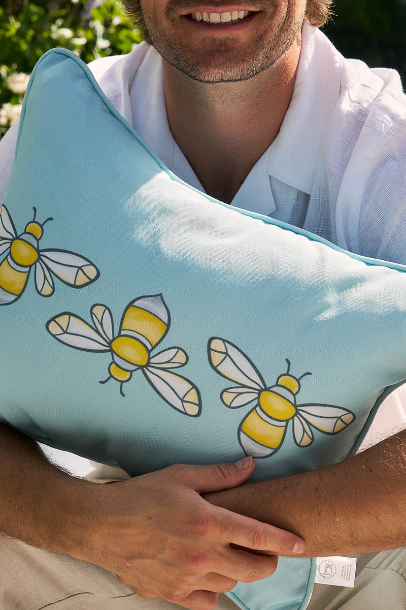 Bee Trio Lumbar Outdoor Pillow