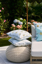 Bee Trio with Repeating Bees Outdoor Pillow