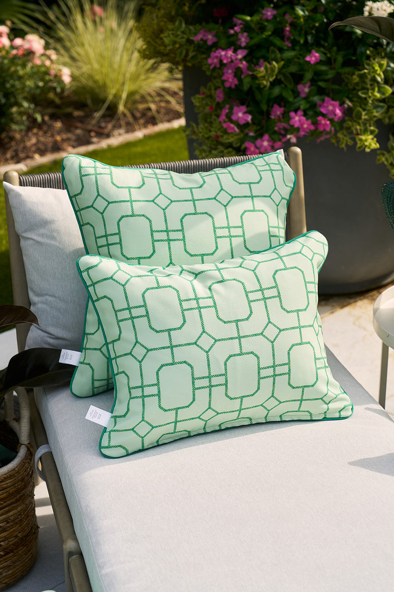 Green Lattice Outdoor Pillow