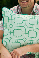 Green Lattice Outdoor Pillow