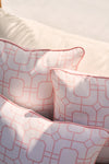 Flamingo with Pink Lattice Lumbar Outdoor Pillow