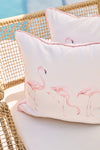 Flamingo Trio with Flamingo Cluster Outdoor Pillow