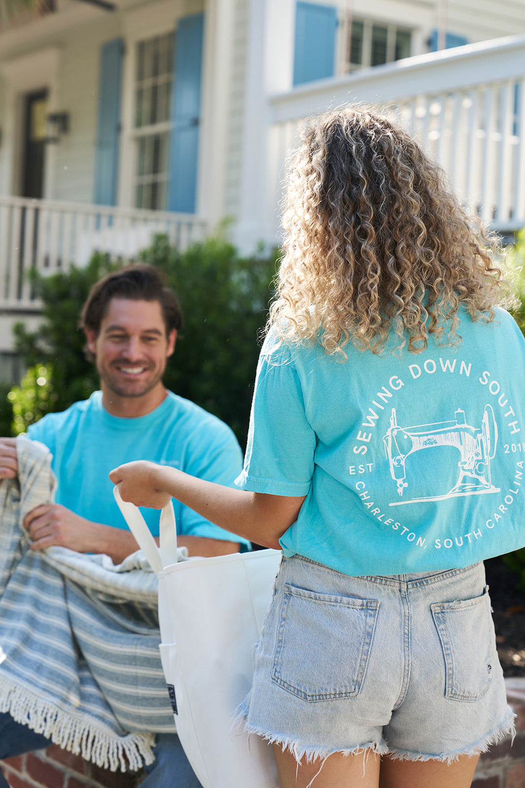 Sewing Down South Logo Rainbow Row Tee